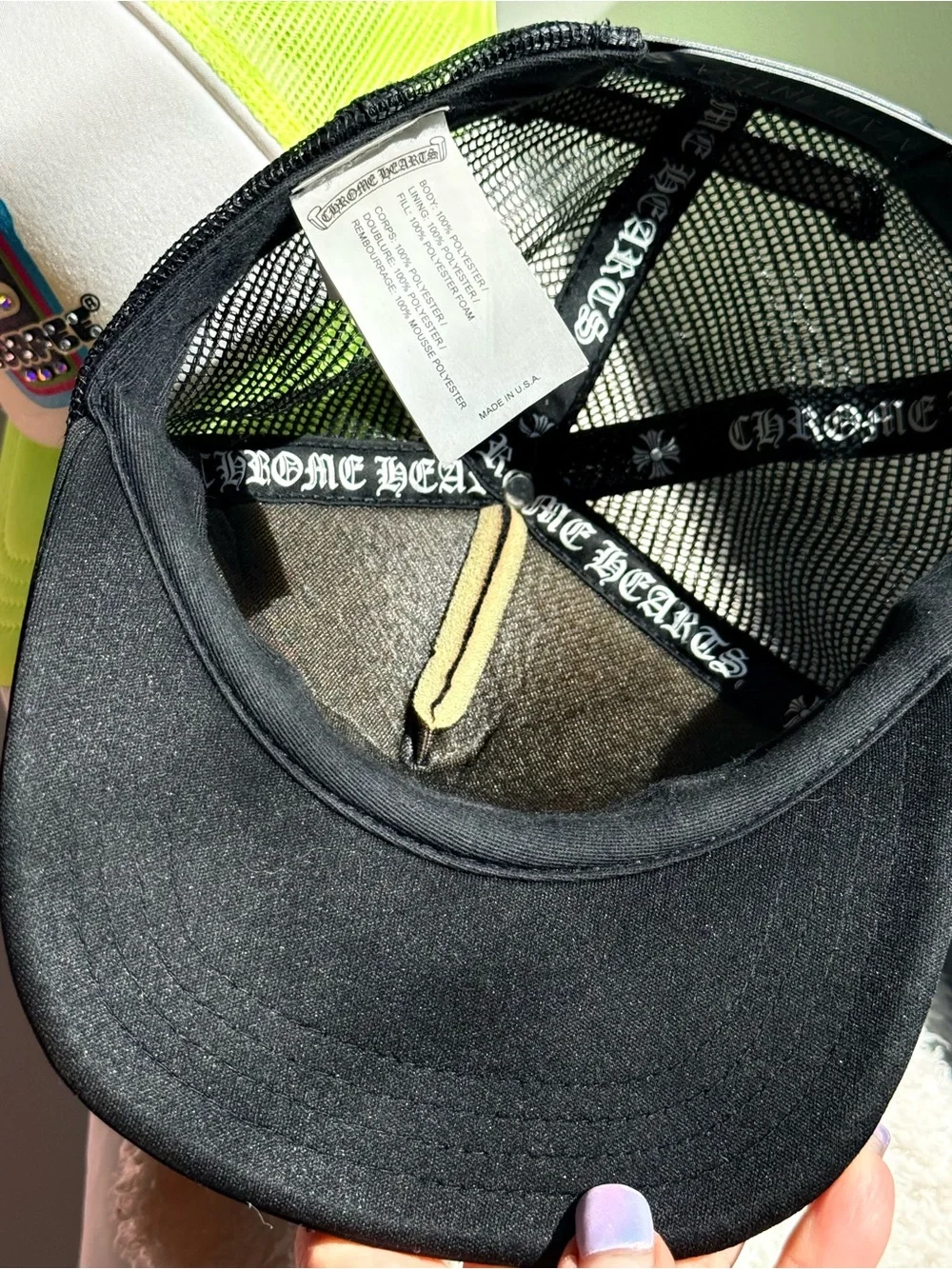 New Vintage Y2K Chrome Hearts Black Trucker Hat with White Gothic Logo w serial#
